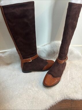 Miss smart two toned knee high boots